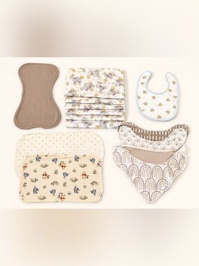 Gender neutral baby bibs and burp rags